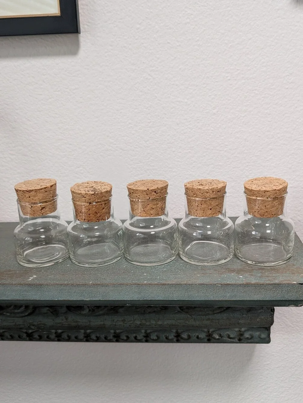 Small 3” Cylinder Clear Glass Apothecary Jars With Cork Lid Stoppers, Set Of 5